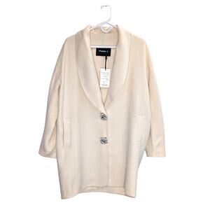 NWT Crystal Button Walking Coat in Ivory – Cashmere Wool Blend